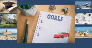 A person writing in a journal, illustrating the process of defining financial goals.