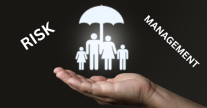 Family under umbrella, symbolizing protection against financial risks